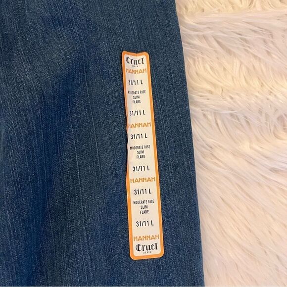 NWT Cruel Denim® 31 Long Hannah Flare Jeans Blue Denim Western Snap Bottom - Picture 9 of 10